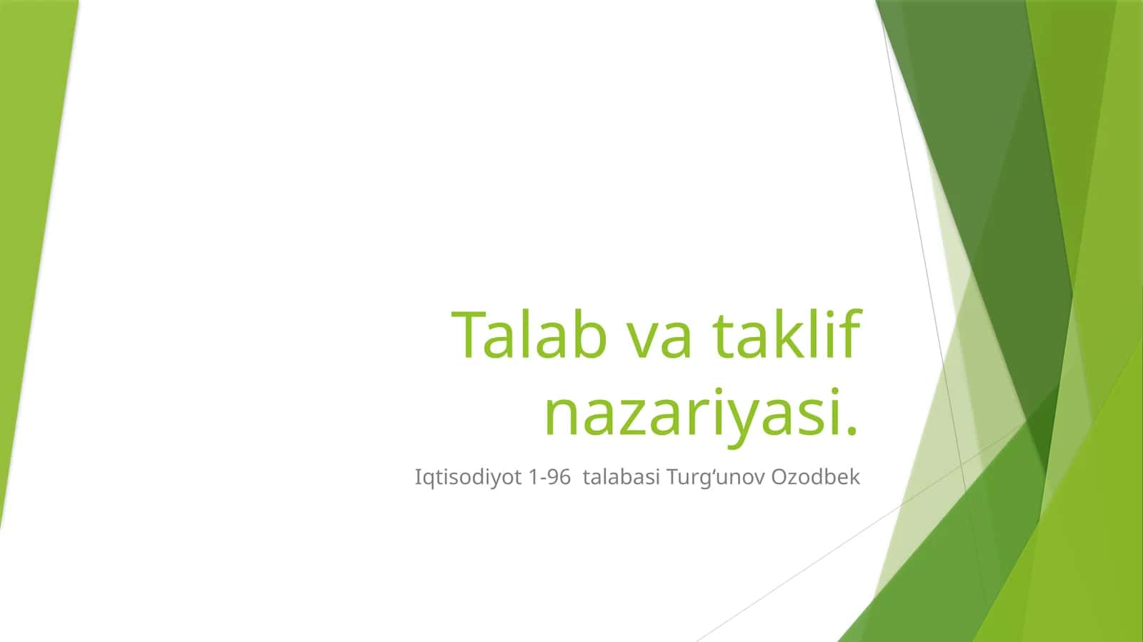 Talab va taklif nazariyasi