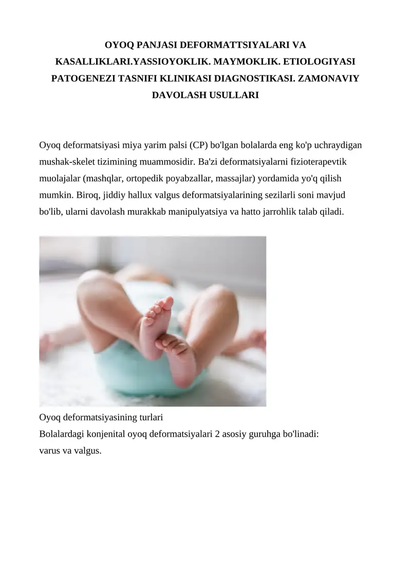 Oyoq deformatsiyasi