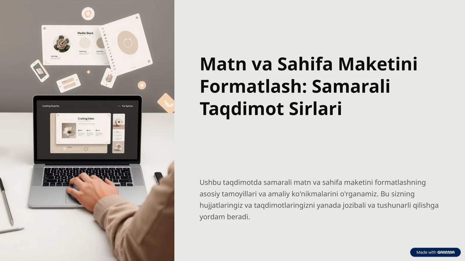 Matn va Sahifa Maketini Formatlash: Samarali Taqdimot Sirlari