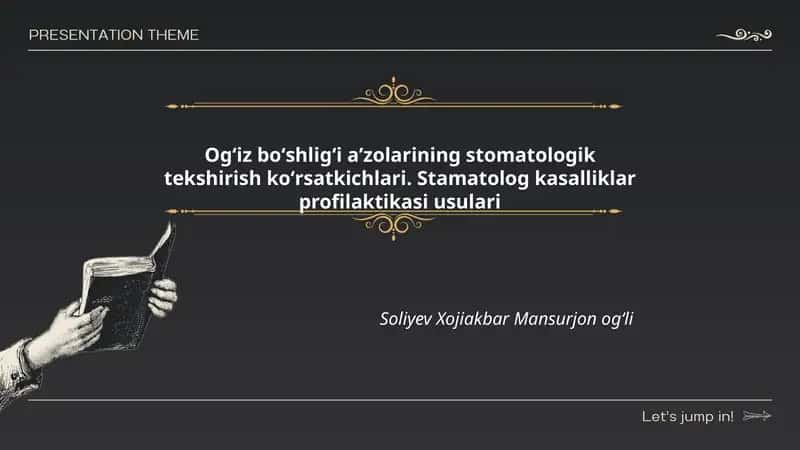 Ogʻiz boʻshligʻi aʼzolarining stomatologik tekshirish koʻrsatkichlari