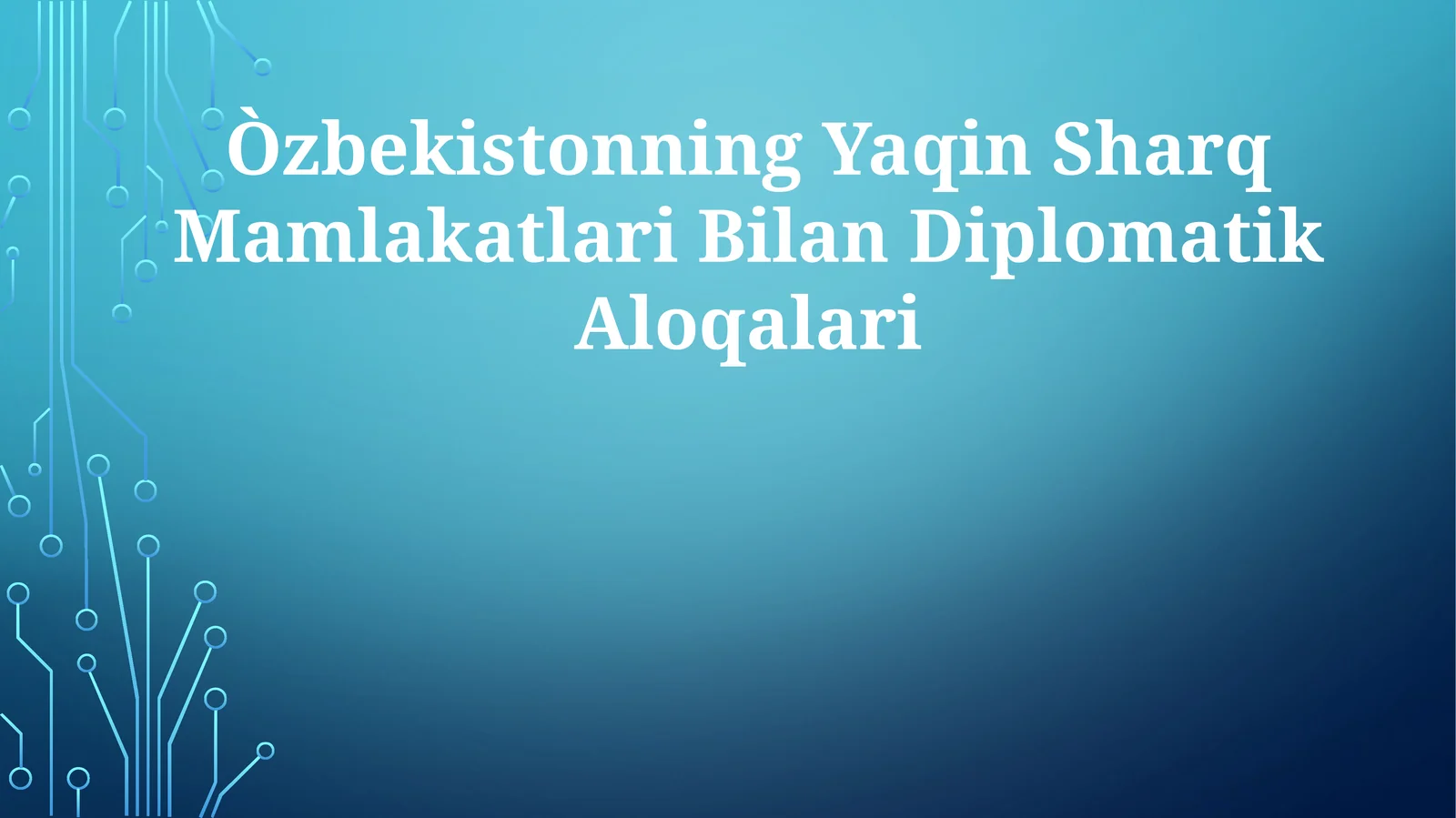O‘zbekistonning Yaqin Sharq Mamlakatlari Bilan Diplomatik Aloqalari