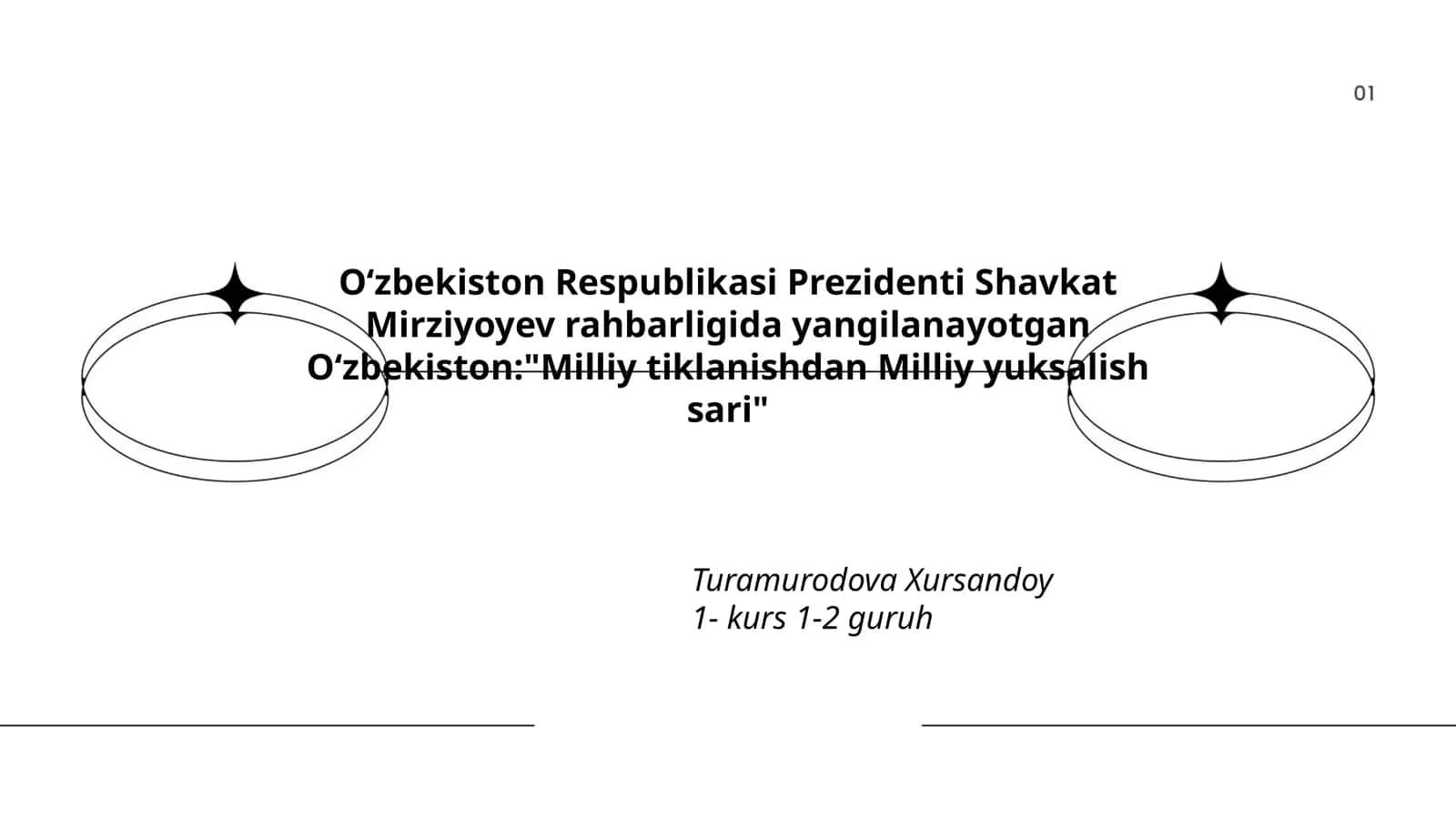 Oʻzbekiston:"Milliy tiklanishdan Milliy yuksalish sari"