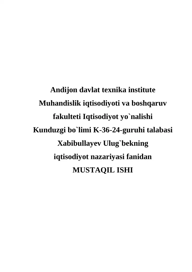 JAHONNING GLOBAL IQTISODIY MUAMMOLARI