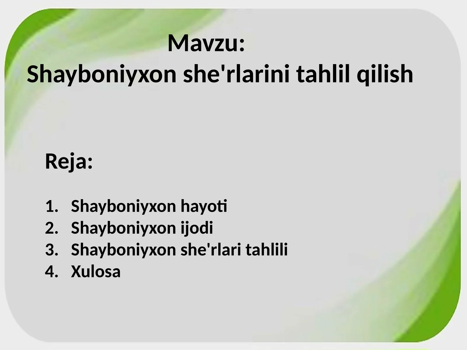 Shayboniyxon she'rlarini tahlil qilish