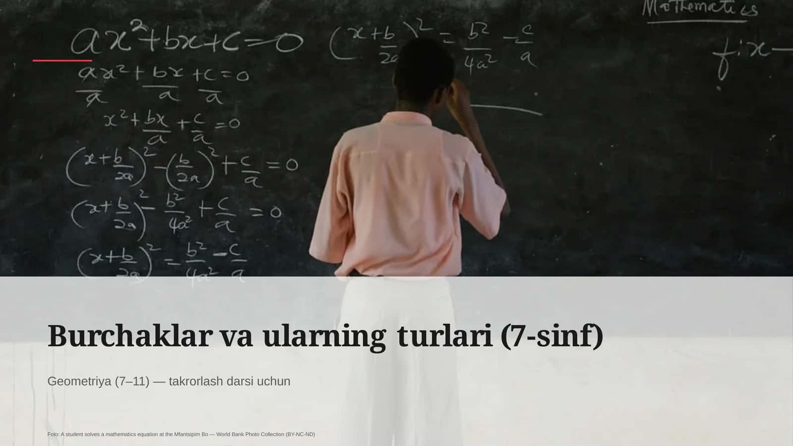 Burchaklar va ularning turlari (7-sinf)