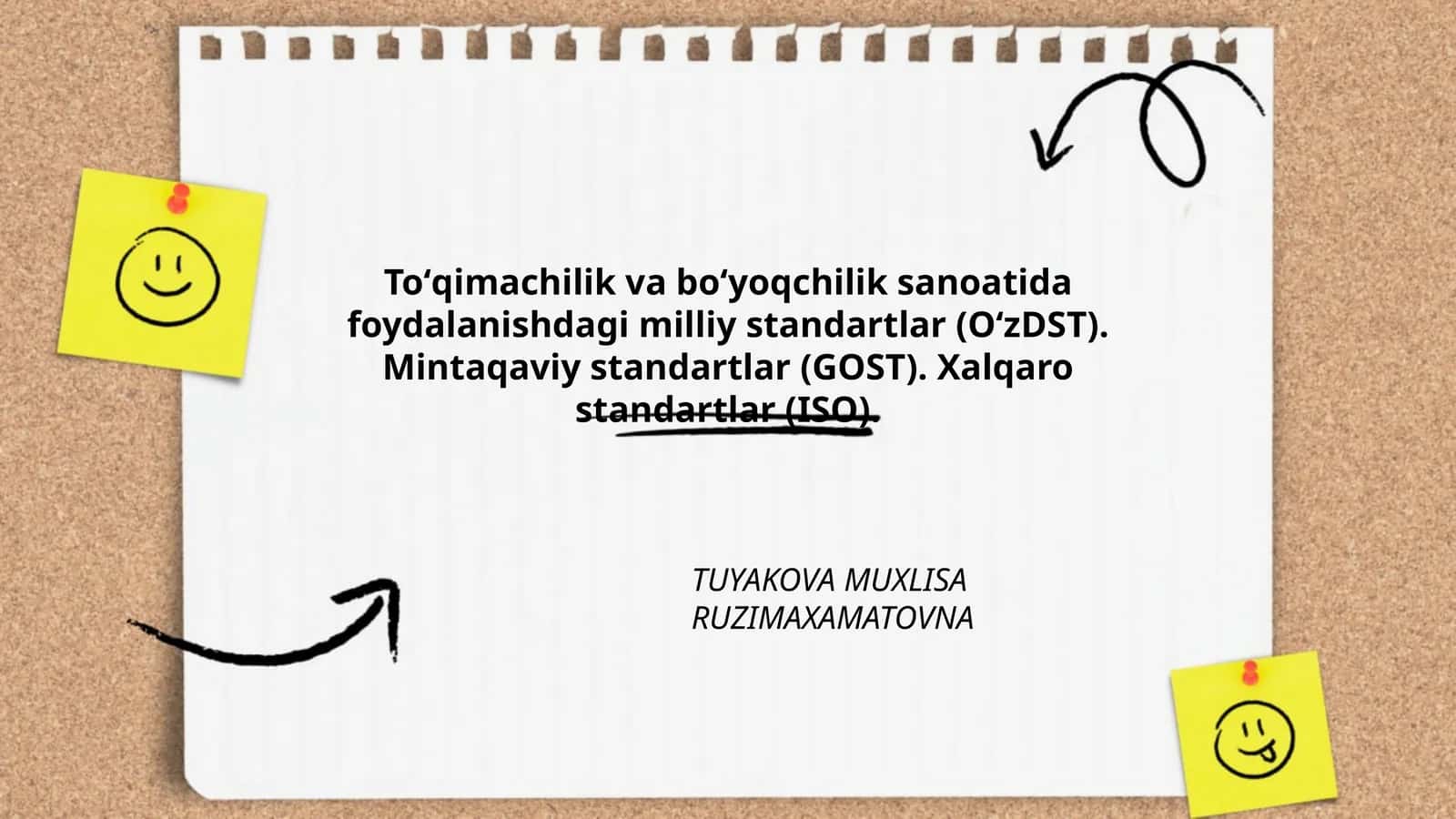 Toʻqimachilik va boʻyoqchilik sanoatida foydalanishdagi milliy standartlar (OʻzDST), Mintaqaviy standartlar (GOST), Xalqaro standartlar (ISO)