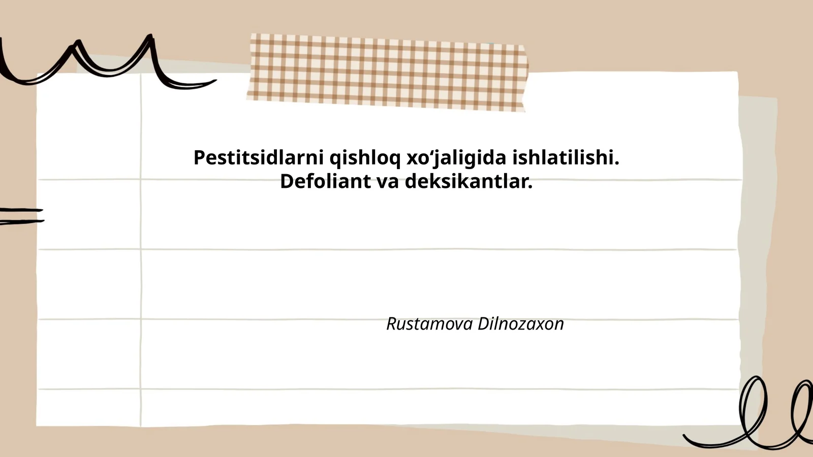 Pestitsidlarni qishloq xoʻjaligida ishlatilishi. Defoliant va deksikantlar