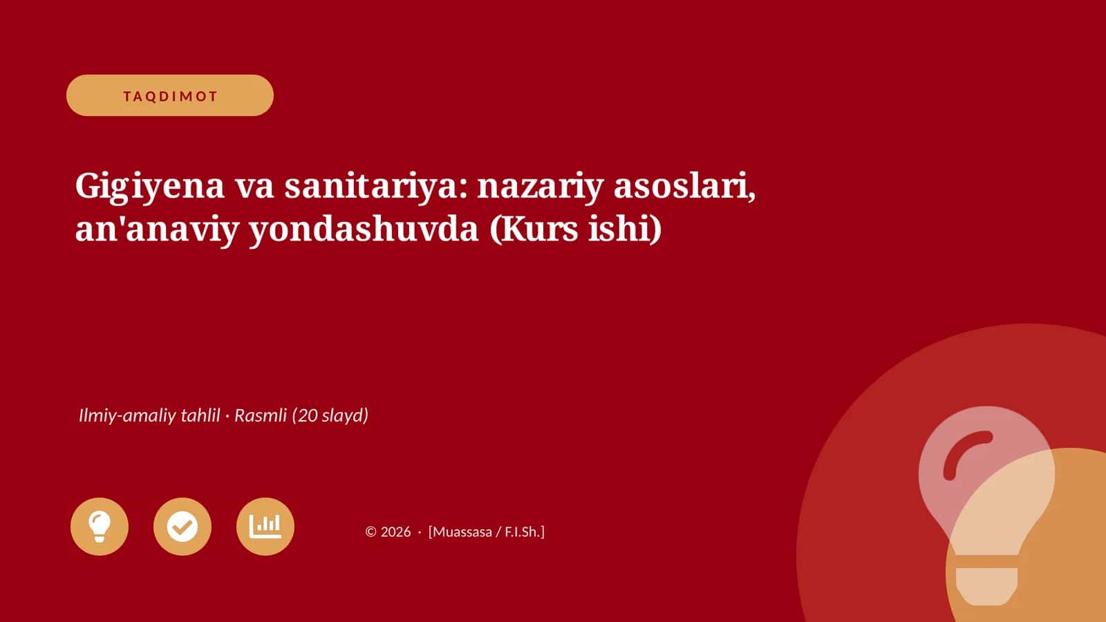Gigiyena va sanitariya: nazariy asoslari, an'anaviy yondashuvda (Kurs ishi)