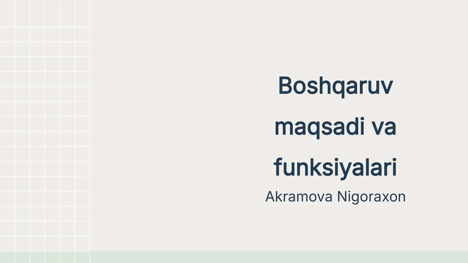 Boshqaruv maqsadi va funksiyalari