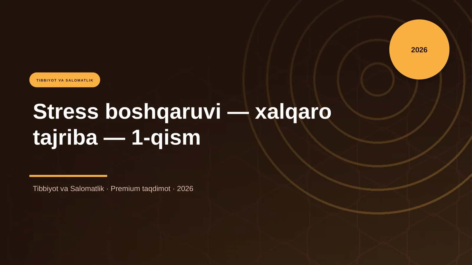 Stress boshqaruvi — xalqaro tajriba — 1-qism