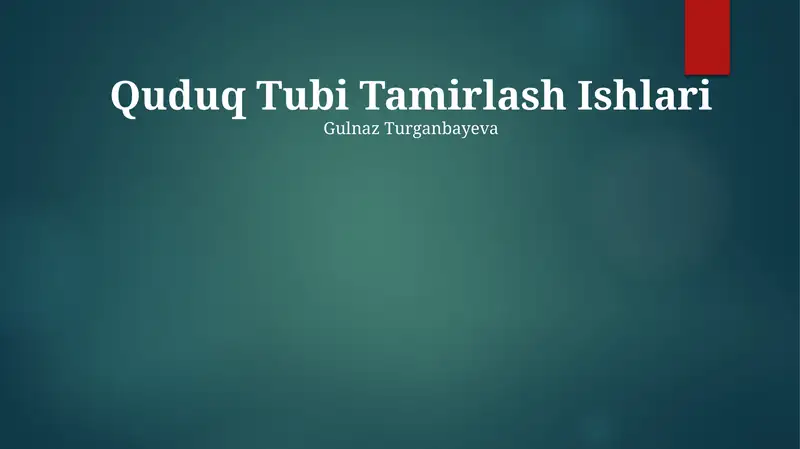 Quduq Tubi Tamirlash Ishlari