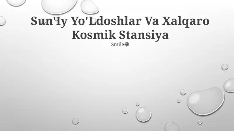 Sun'Iy Yo'Ldoshlar Va Xalqaro Kosmik Stansiya