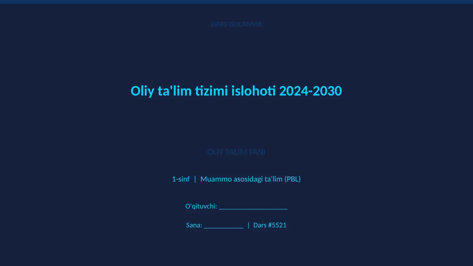Oliy ta'lim tizimi islohoti 2024-2030