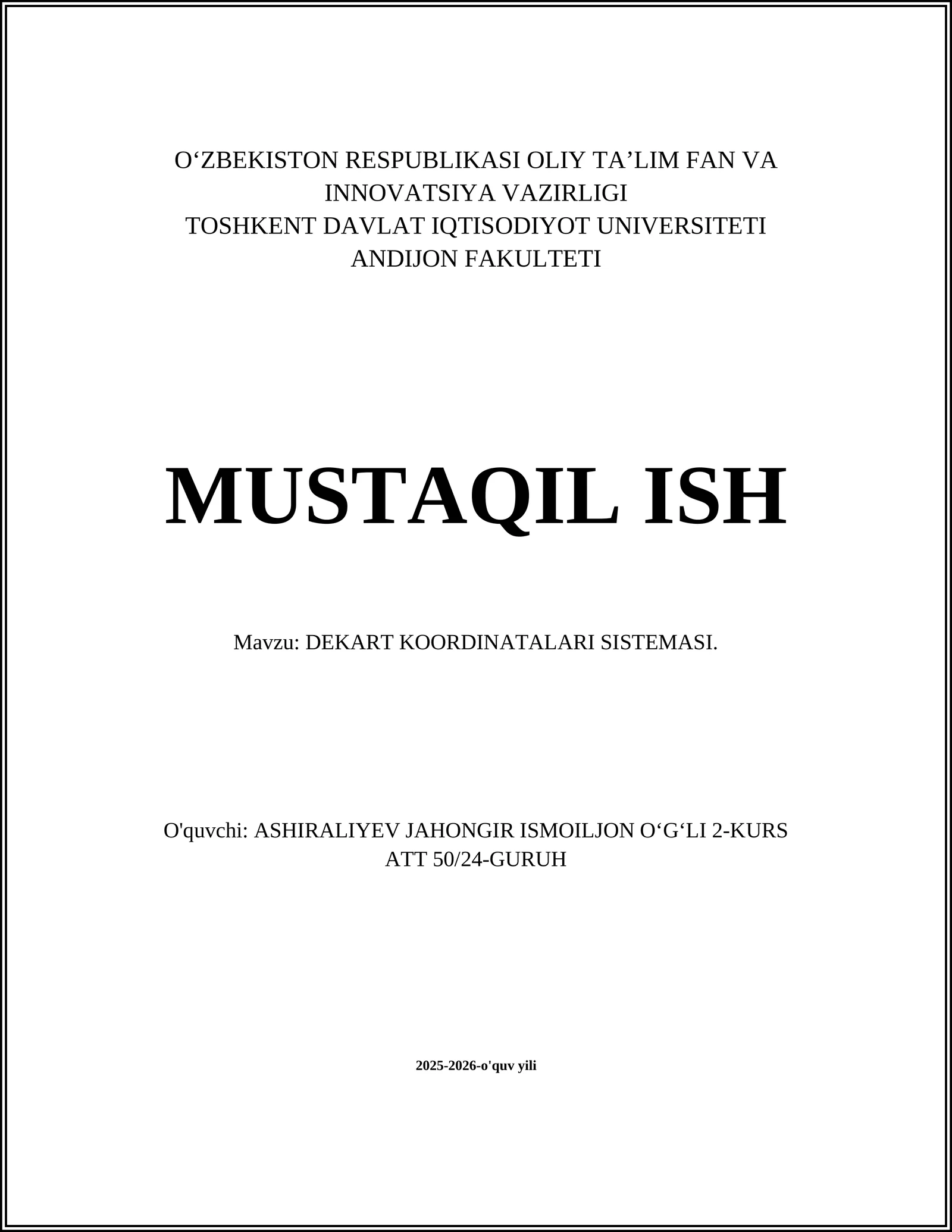 DEKART KOORDINATALARI SISTEMASI