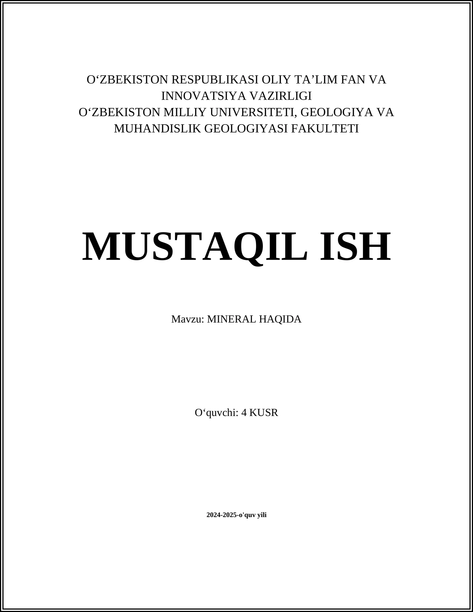 MINERAL HAQIDA