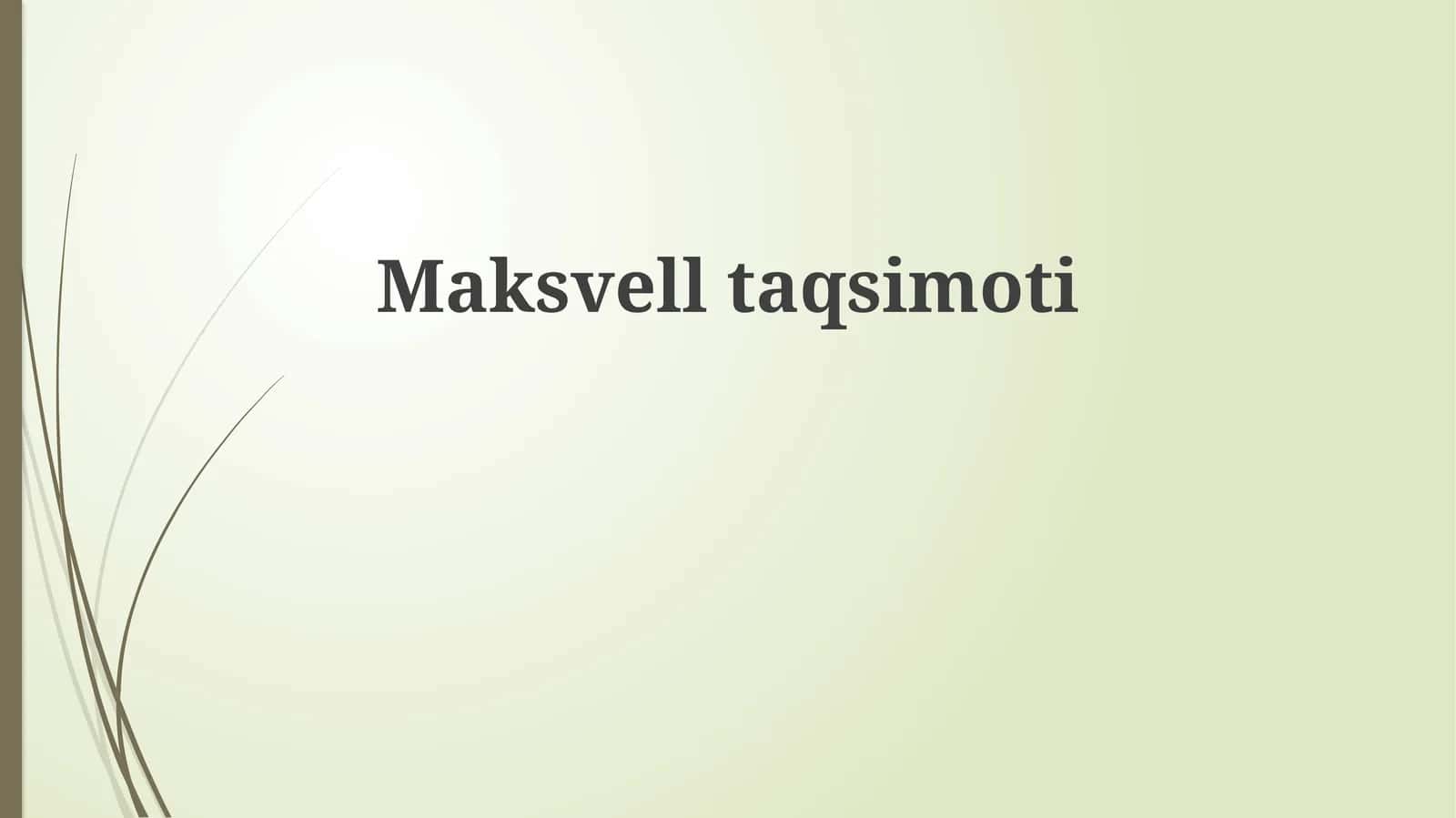 Maksvell  taqsimoti