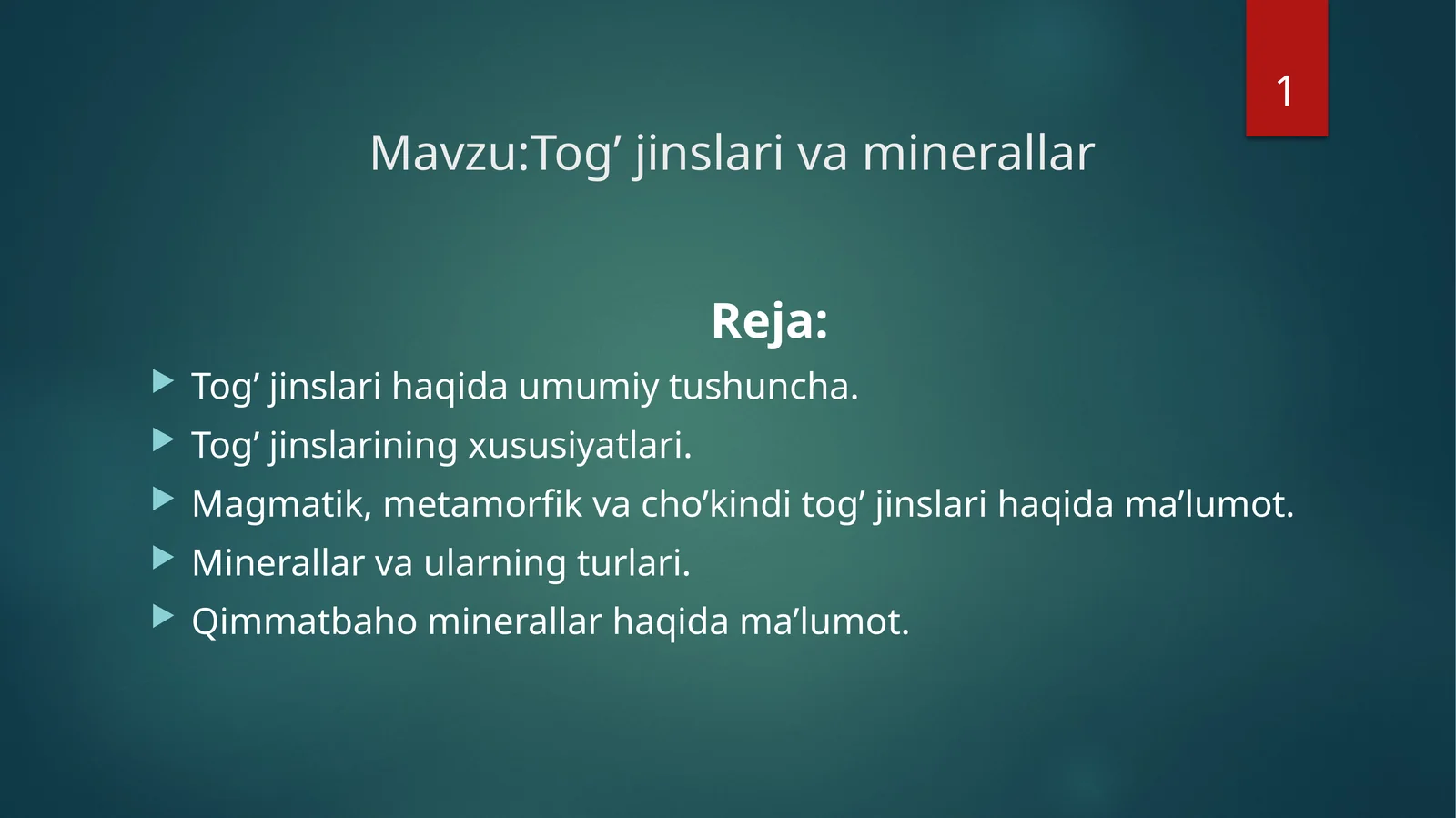 Tog’ jinslari va minerallar