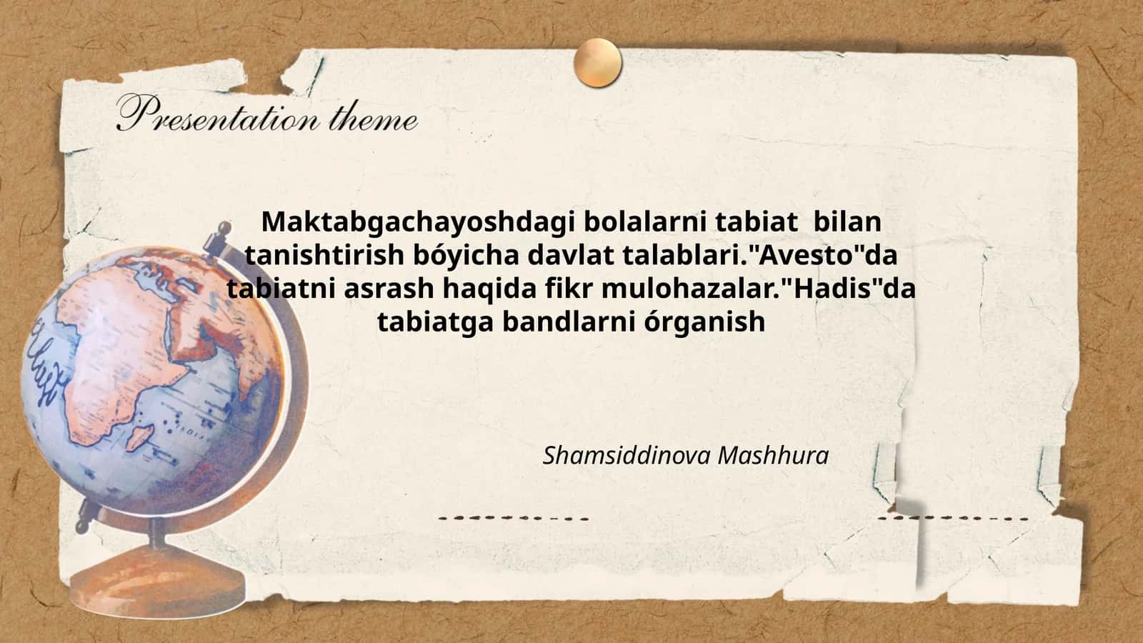 Tabiat bilan tanishtirish davlat talablari