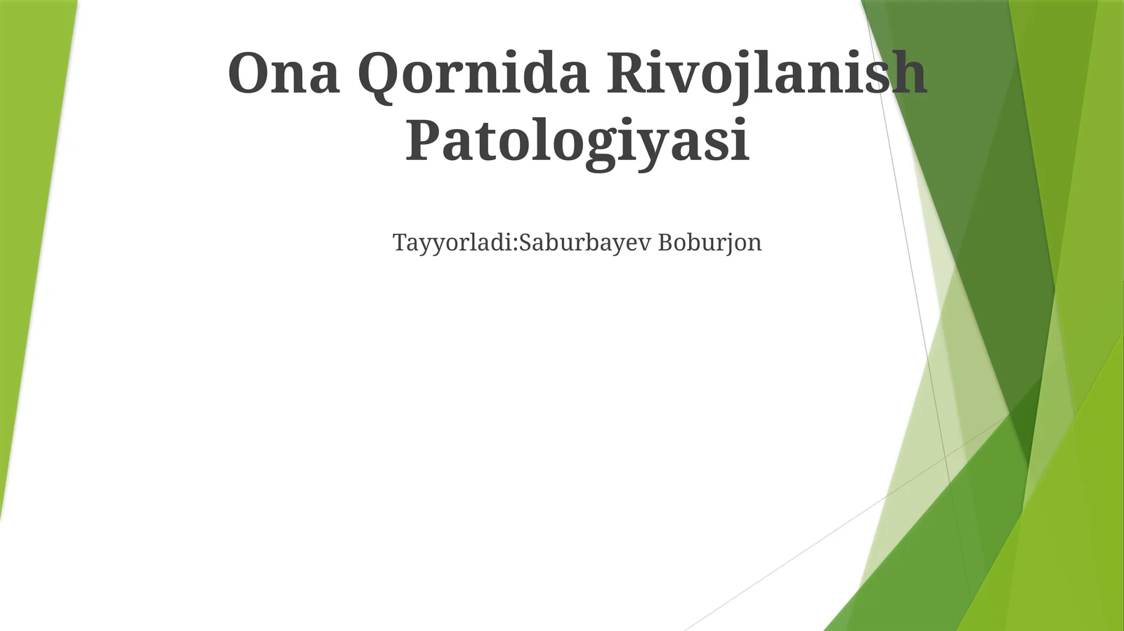 Ona Qornida Rivojlanish Patologiyasi