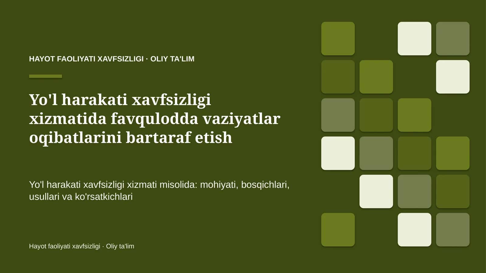 yo'l harakati xavfsizligi xizmatida favqulodda vaziyatlar oqibatlarini bartaraf etish 7351