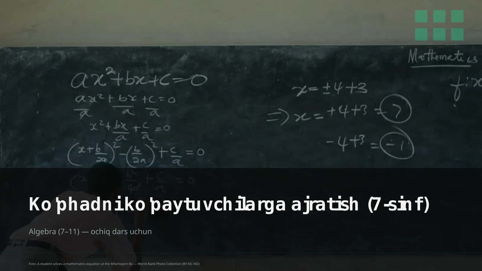 Algebra (7–11) — ochiq dars uchun