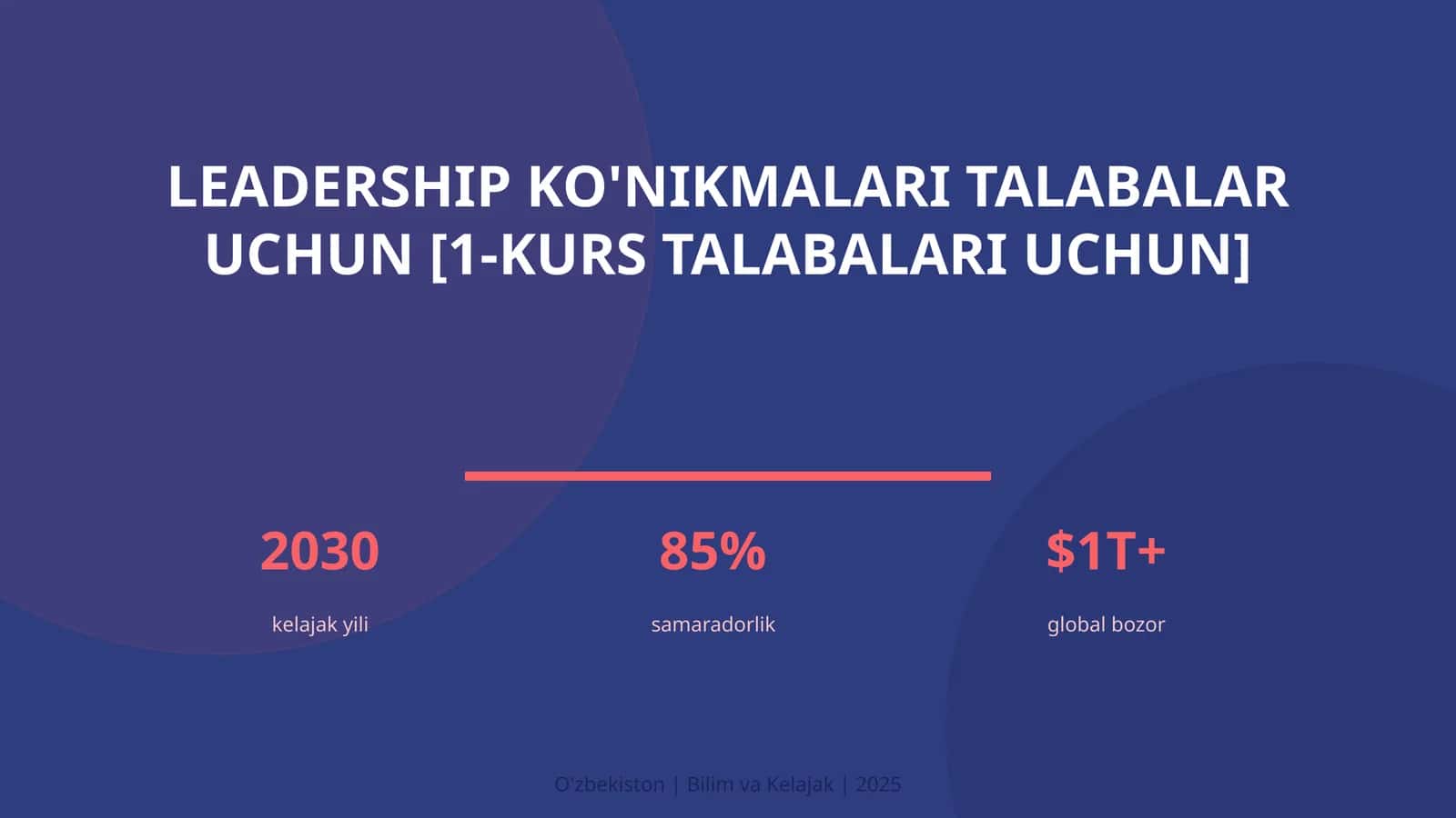Leadership ko'nikmalari talabalar uchun [1-kurs talabalari uchun]