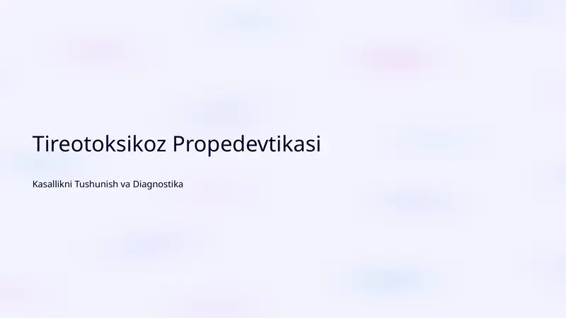 Tireotoksikoz Propedevtikasi