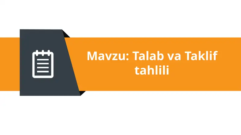 Talab va Taklif tahlili