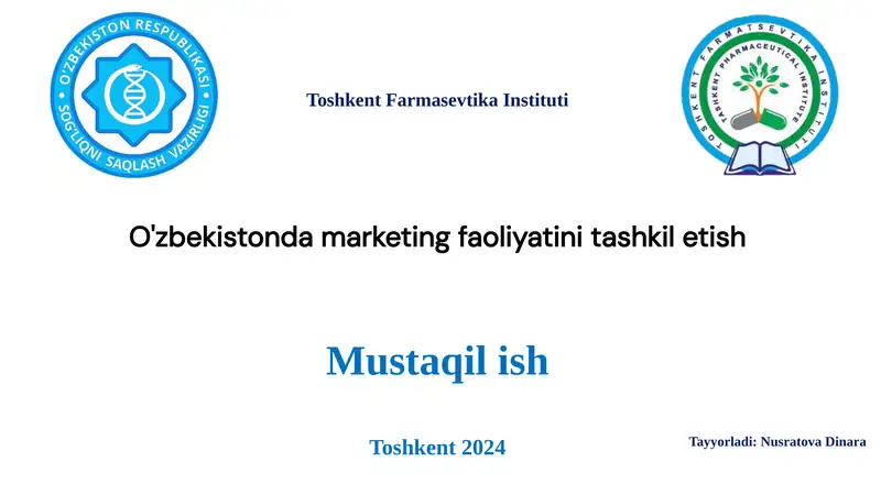 O'zbekistonda marketing faoliyatini tashkil etish
