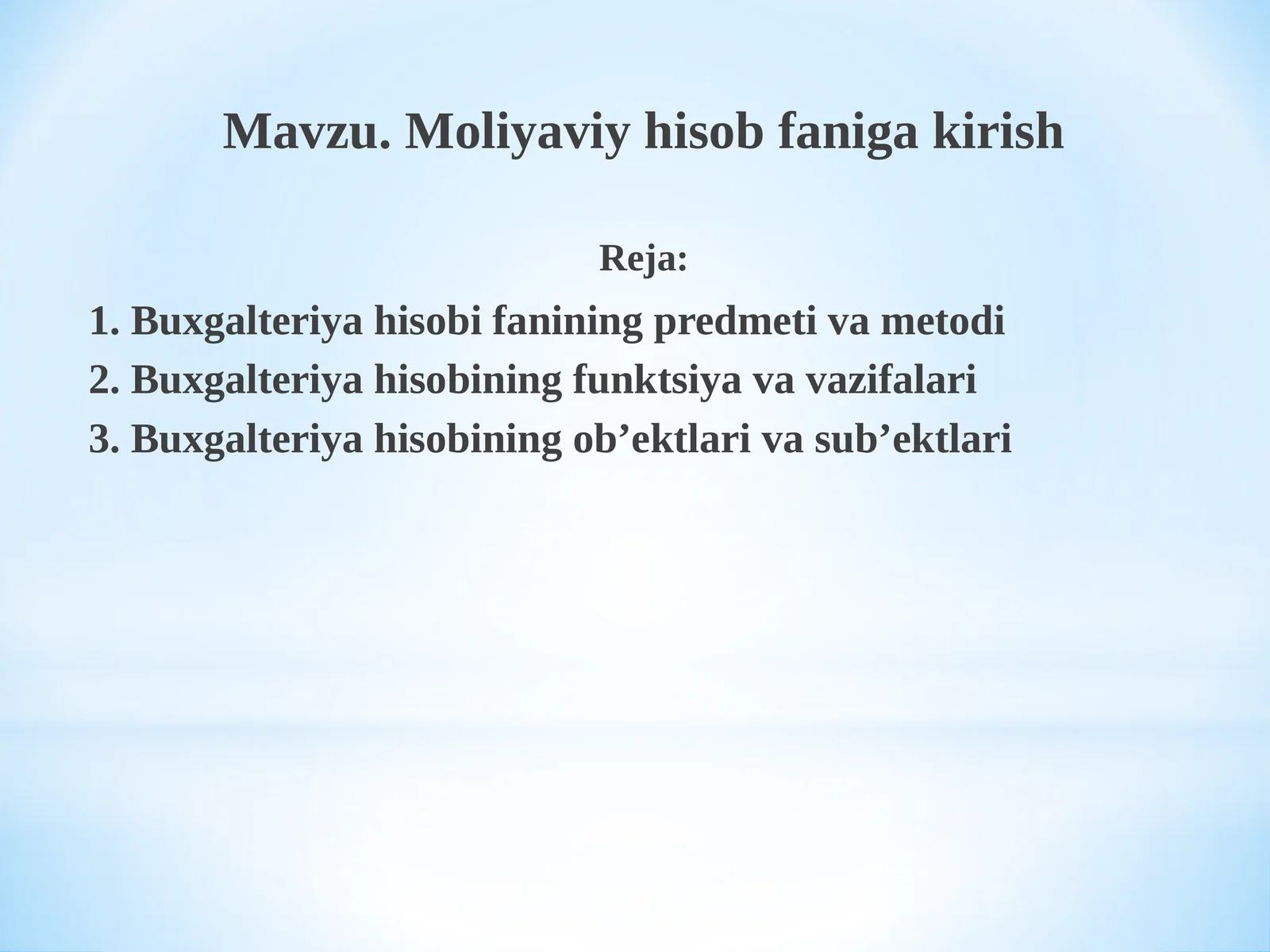 Mоliyaviy hisоb fаnigа kirish