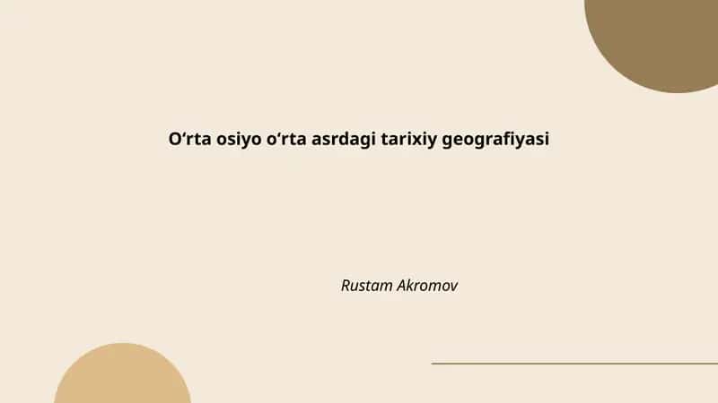 Oʻrta osiyo oʻrta asrdagi tarixiy geografiyasi