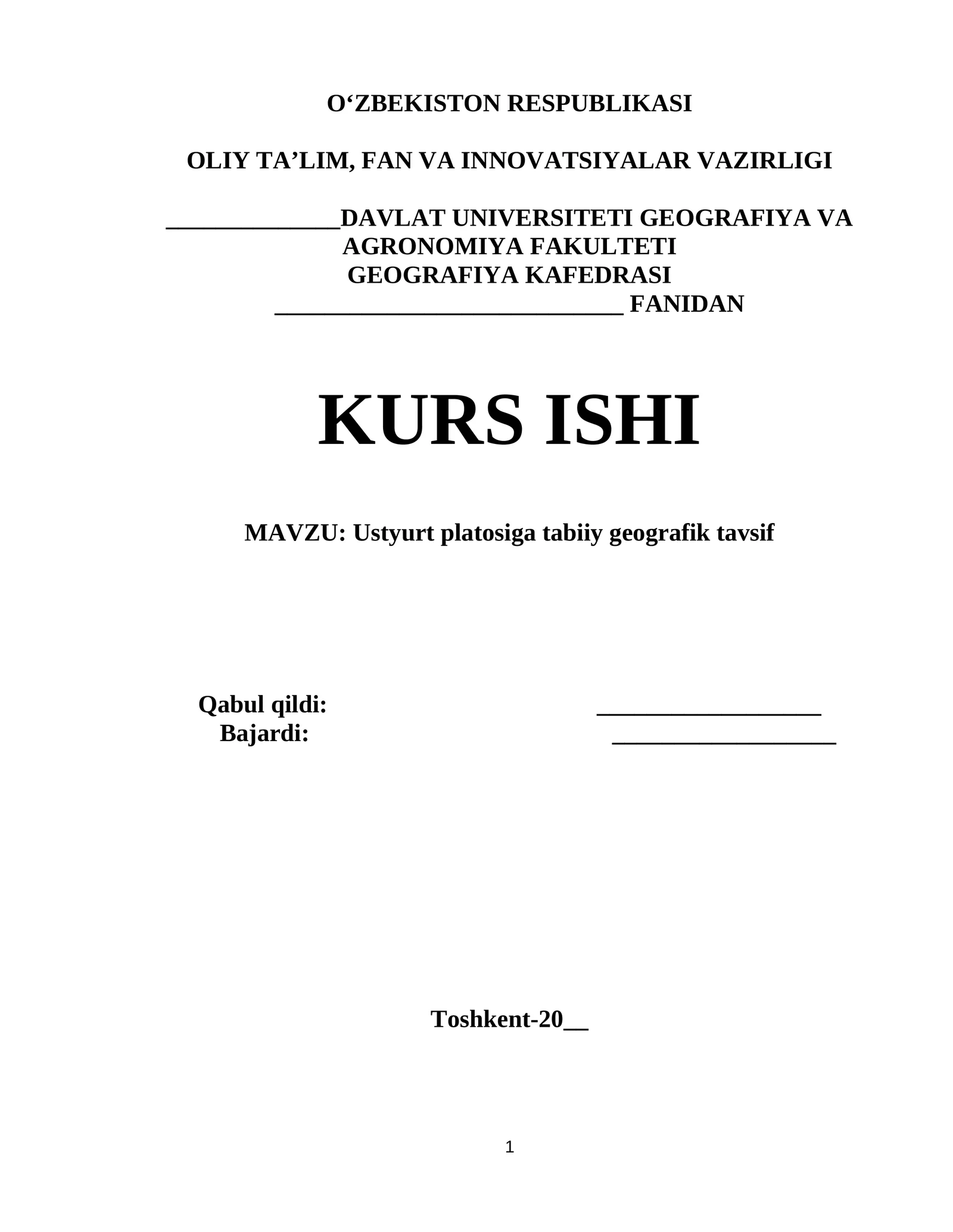 Ustyurt platosiga tabiiy geografik tavsif