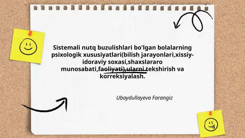 Sistemali nutq buzulishlari bo'lgan bolalarning psixologik xususiyatlari