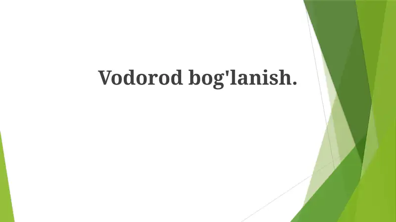 Vodorod Bog'lanishi