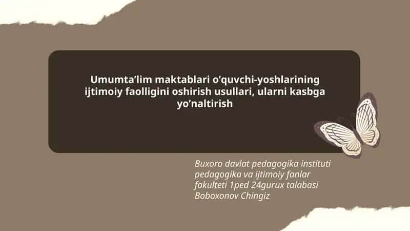 Umumtaʼlim makablari oʼquvchi-yoshlarining ijtimoiy faolligini oshirish usullari