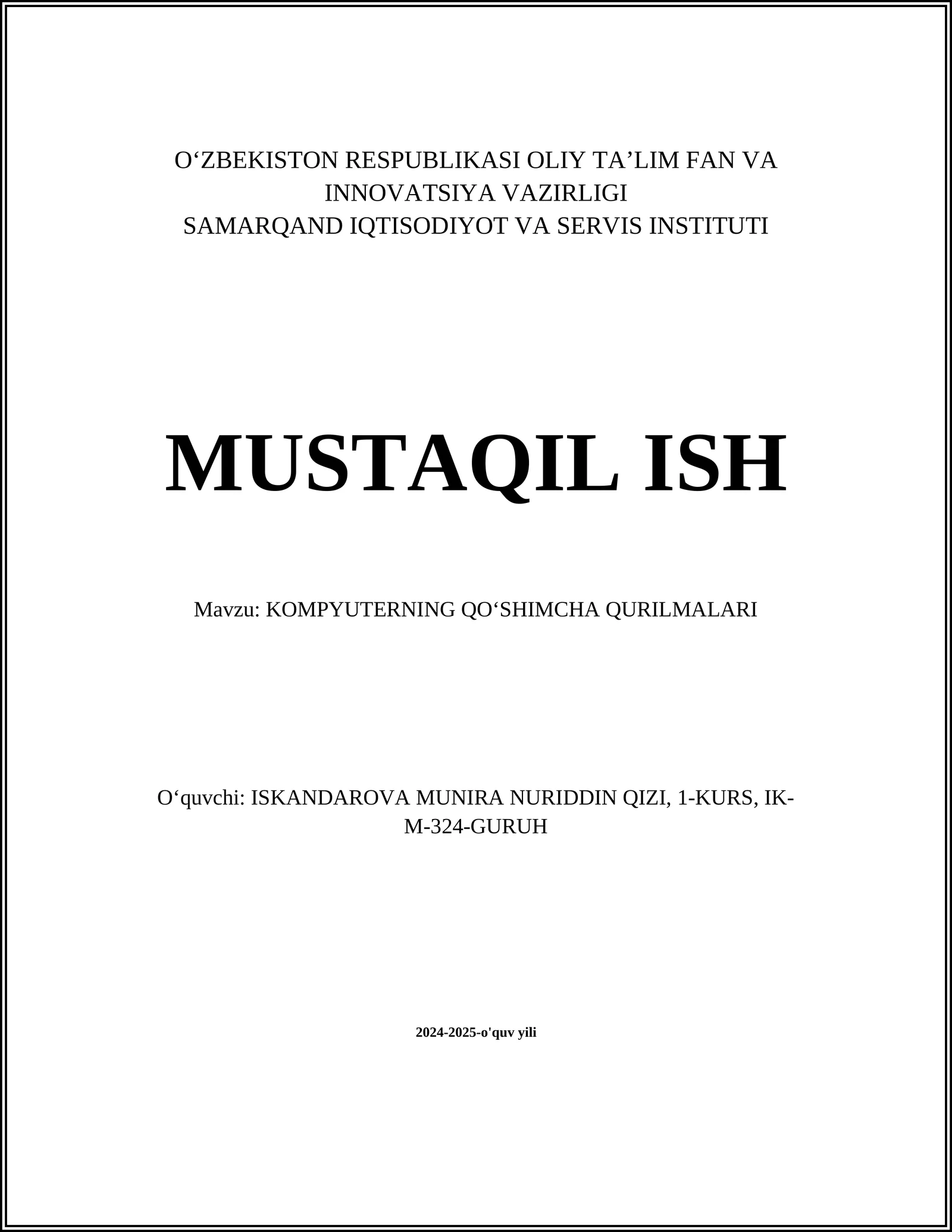 KOMPYUTERNING QOʻSHIMCHA QURILMALARI