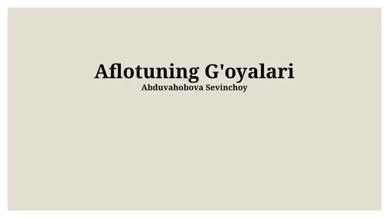 Aflotuning G'oyalari