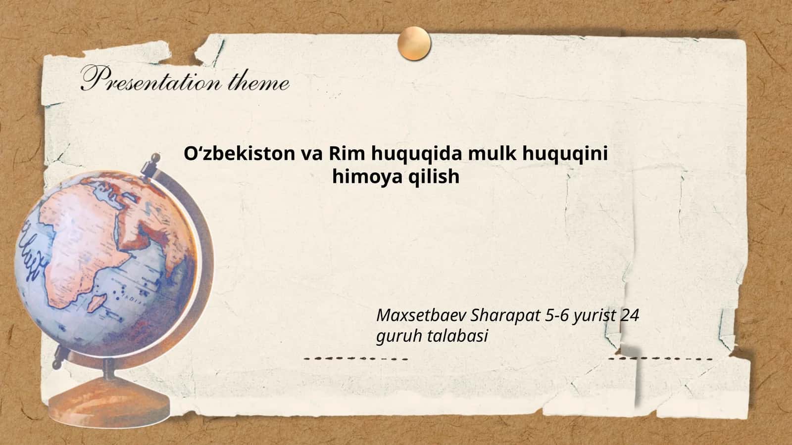 O‘zbekiston va Rim huquqida mulk huquqini himoya qilish