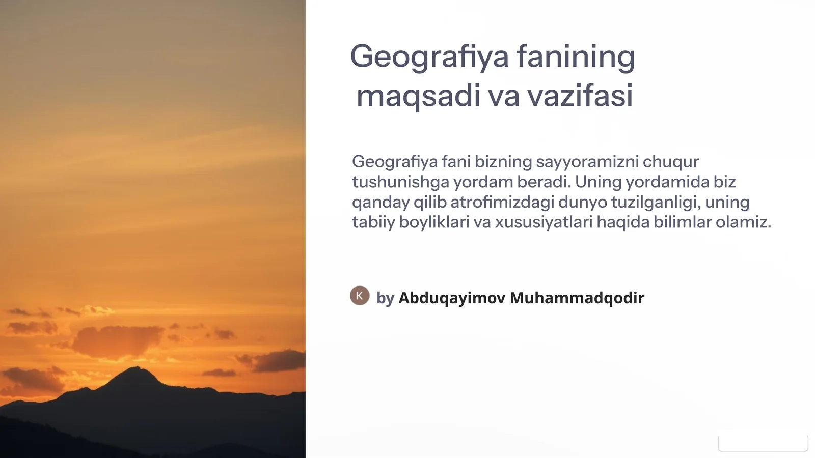 Geografiya Fanining Maqsadi