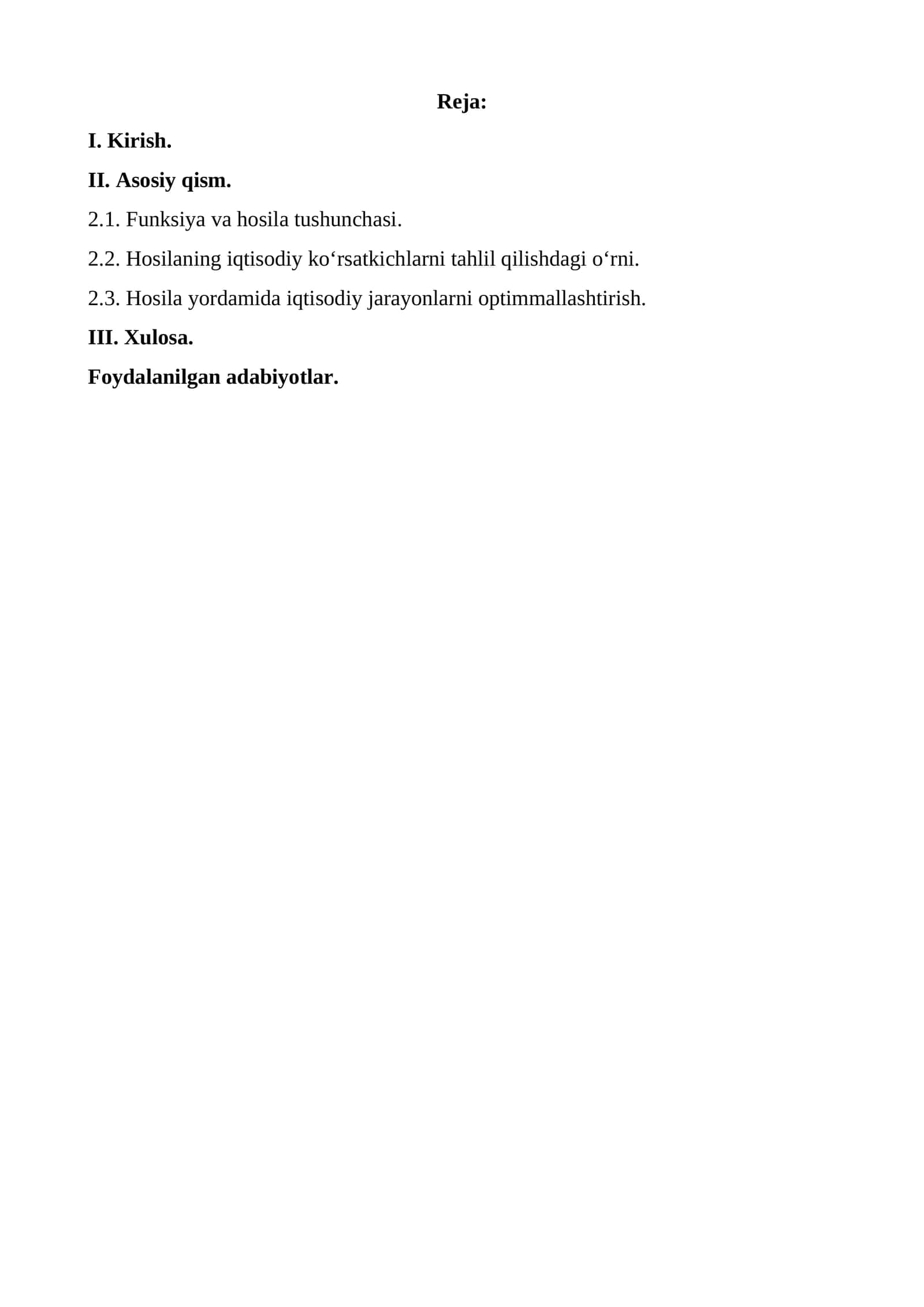 Funksiya va hosila tushunchasi