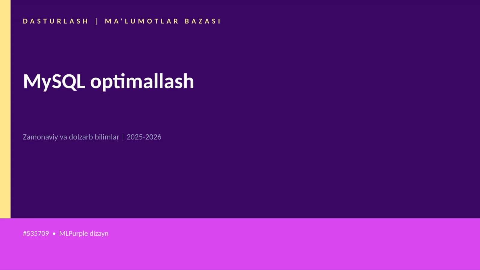 MySQL optimallash