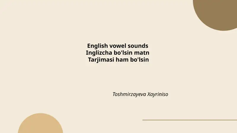 English vowel sounds
