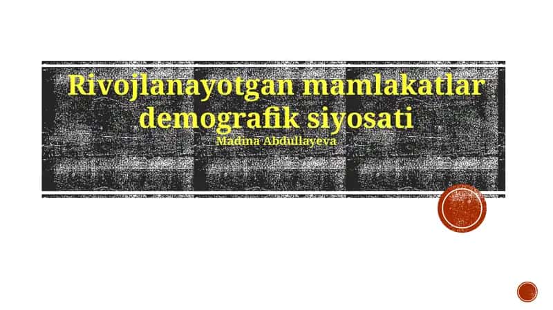 Rivojlanayotgan mamlakatlar demografik siyosati