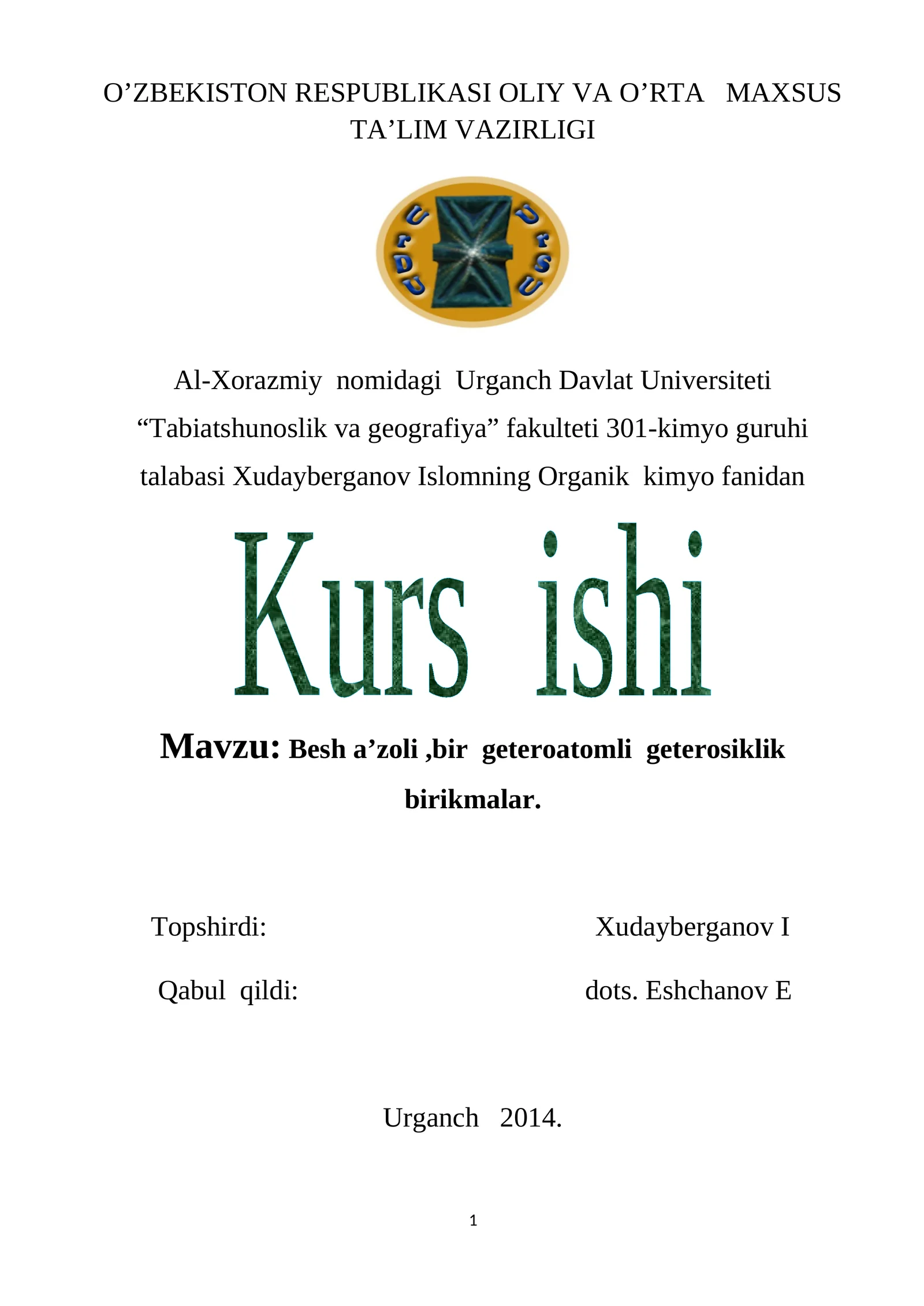 Besh a’zoli,bir geteroatomli geterosiklik birikmalar