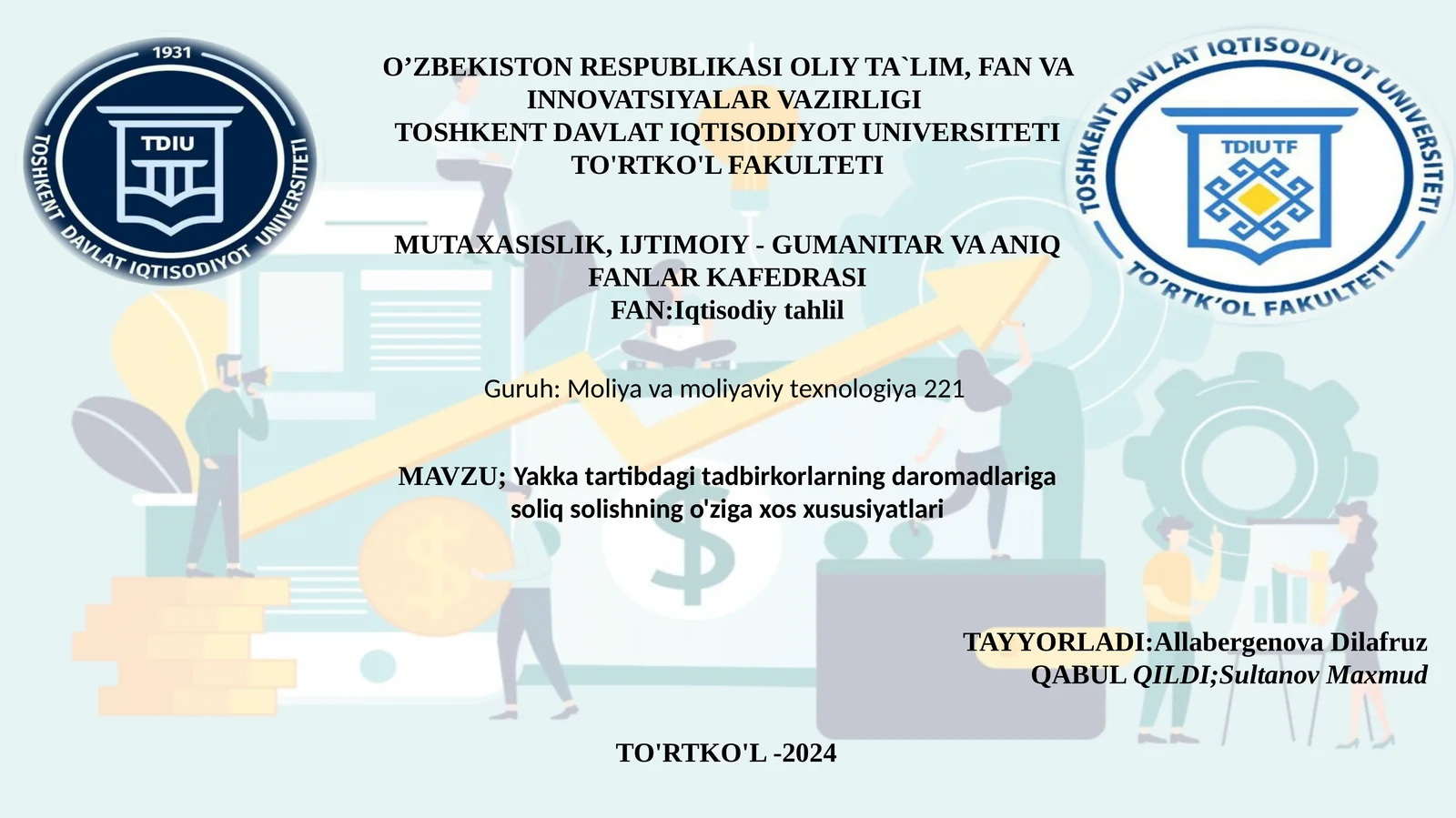 Yakka tartibdagi tadbirkorlarning daromadlariga soliq solishning o'ziga xos xususiyatlari