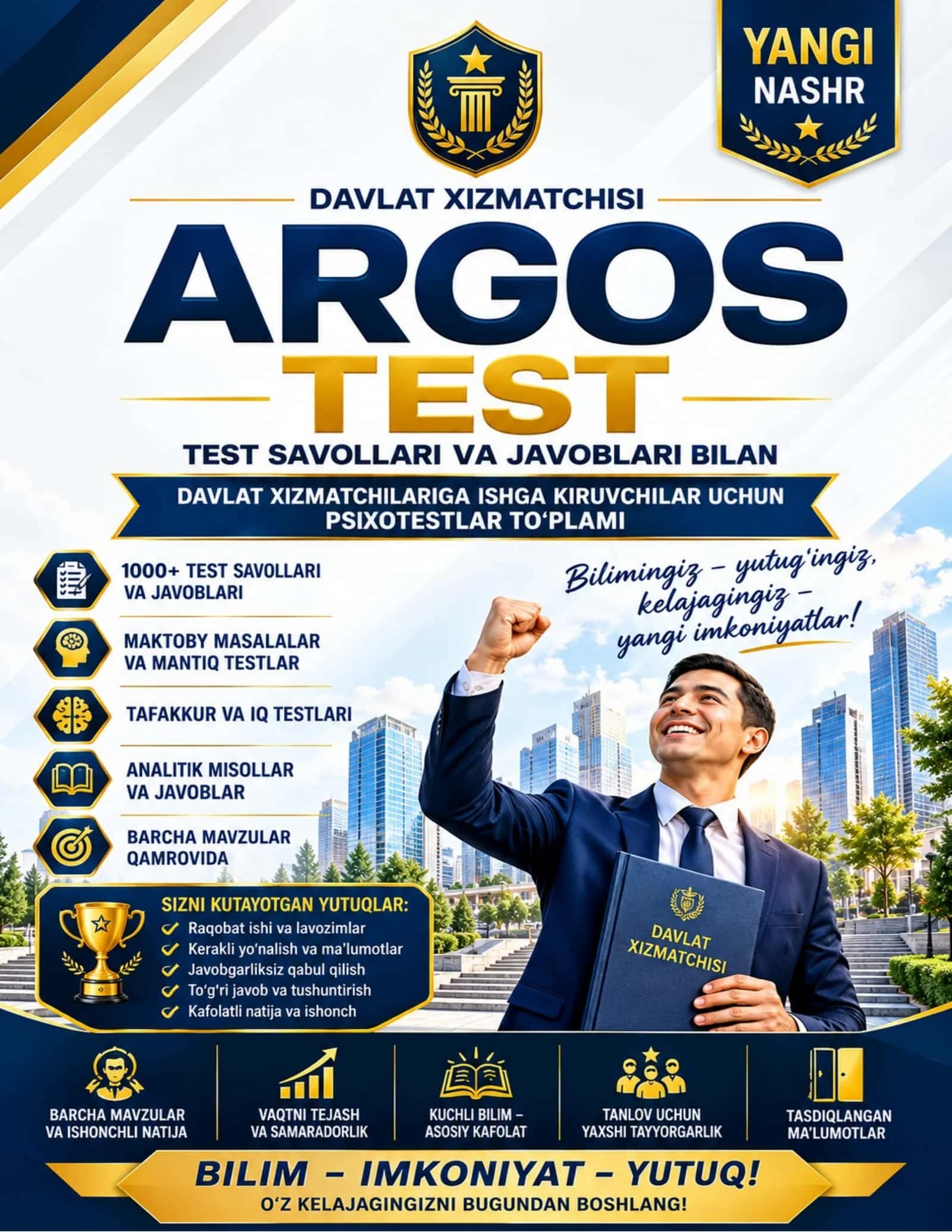 📚 "ARGOS testlari — 2026 YANGI NASHR | 1000+ savollar va javoblar"