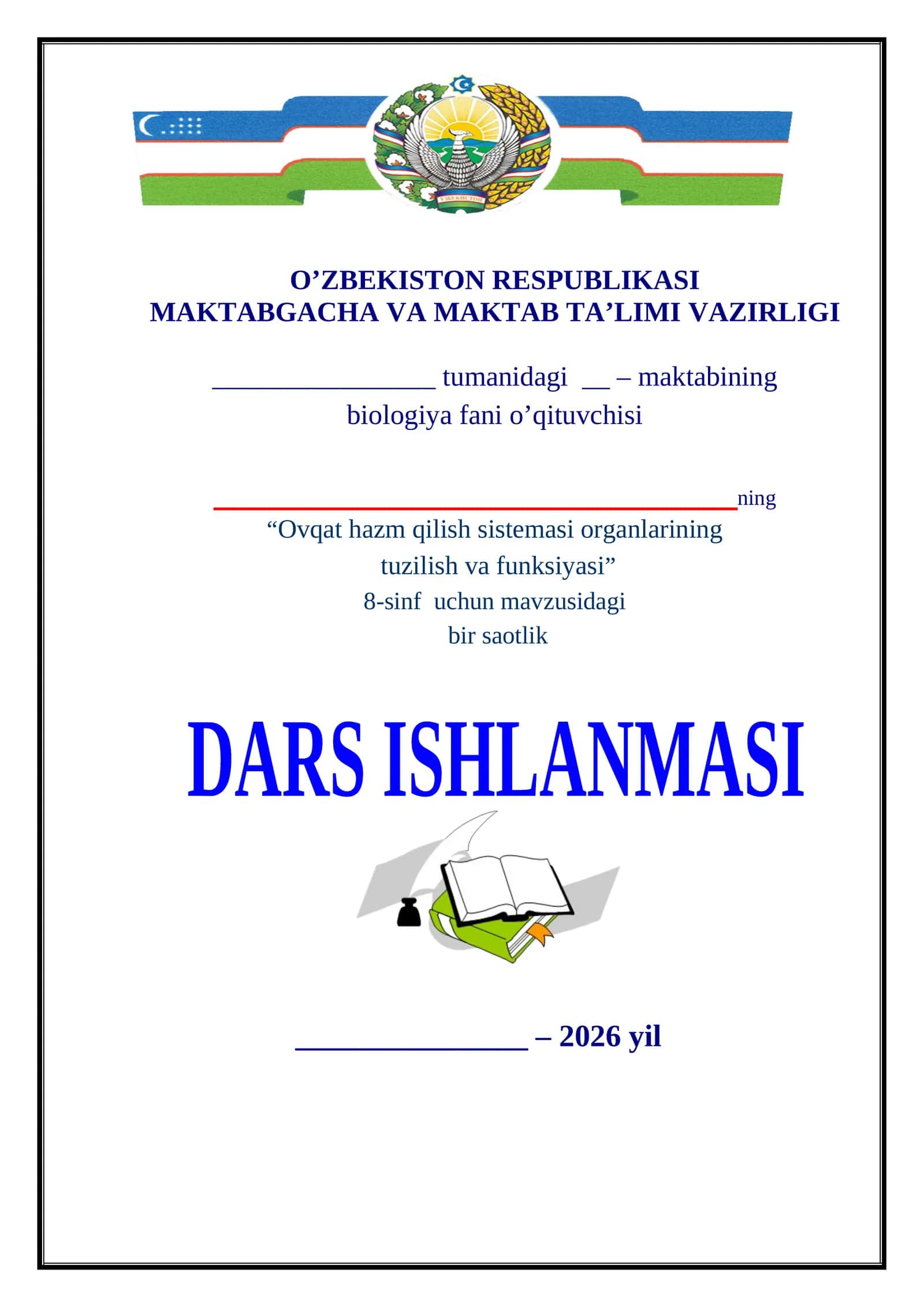 Ovqat hazm qilish sistemasi organlarining tuzilish va funksiyasi