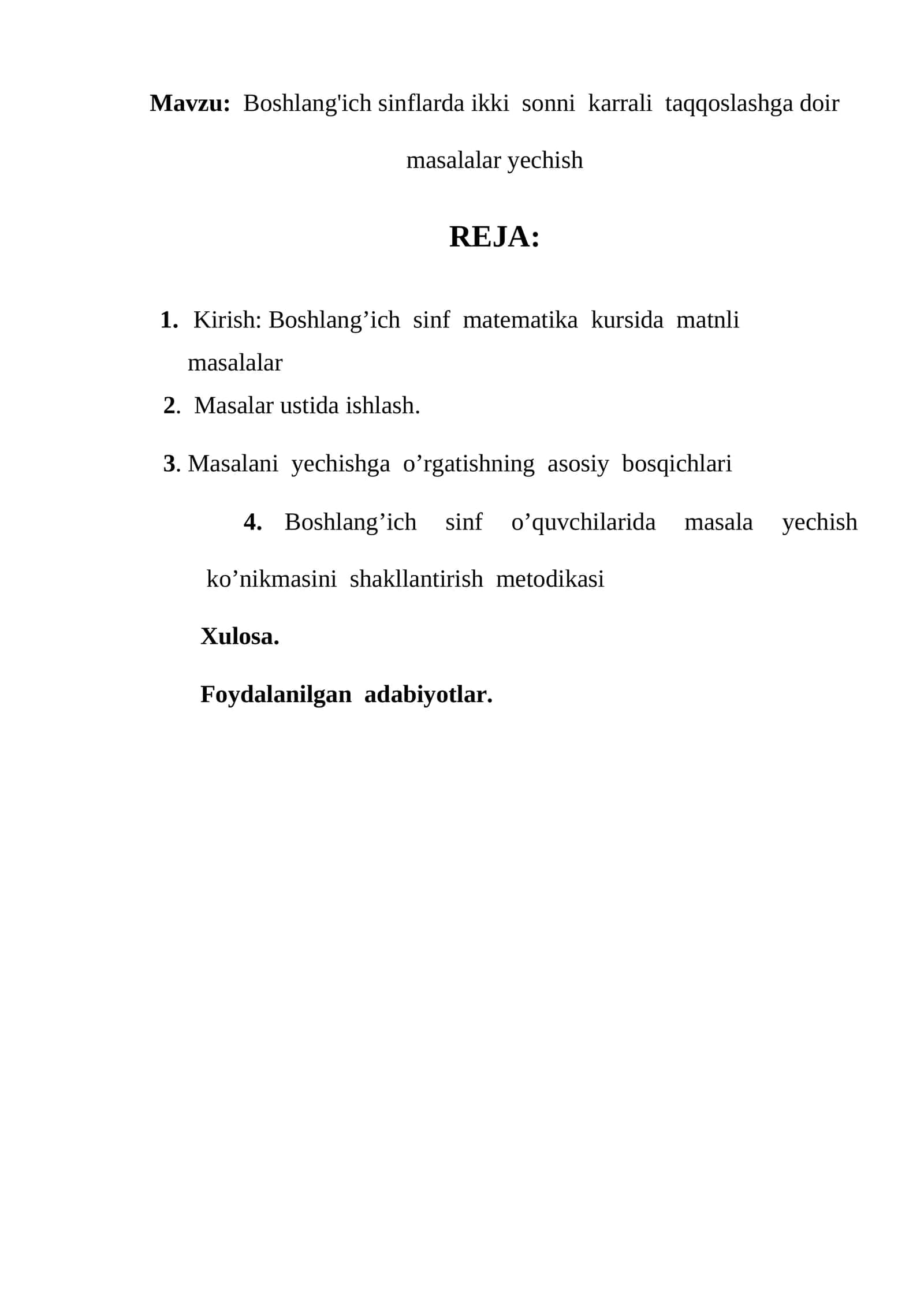 Boshlang'ich sinflarda ikki sonni karrali taqqoslashga doir masalalar yechish