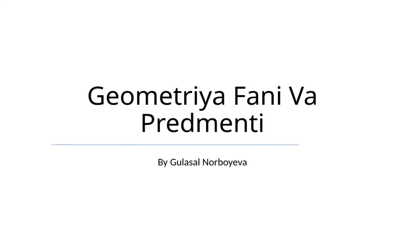 Geometriya Fani Va Predmeti