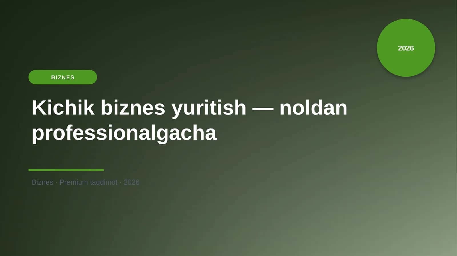 Kichik biznes yuritish — noldan professionalgacha